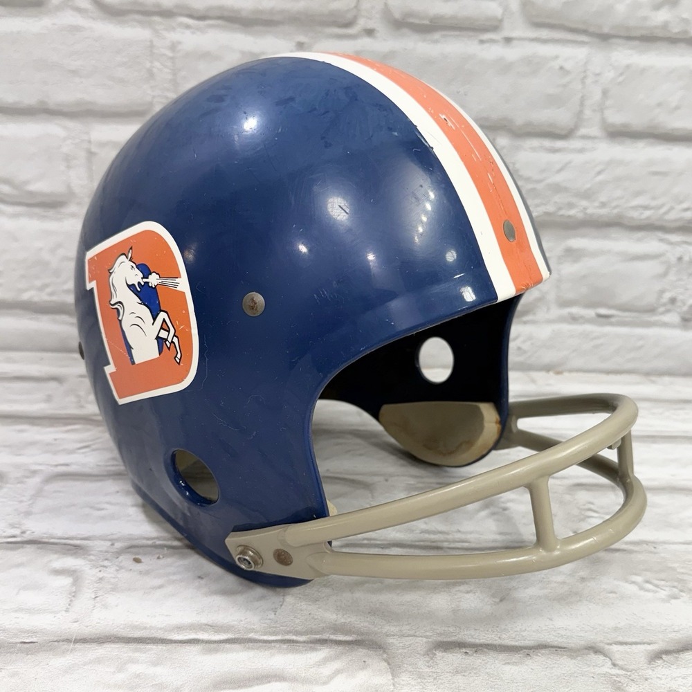 Vintage 1970s Denver Broncos Rawlings Football Helmet Size Large Blue Orange USA